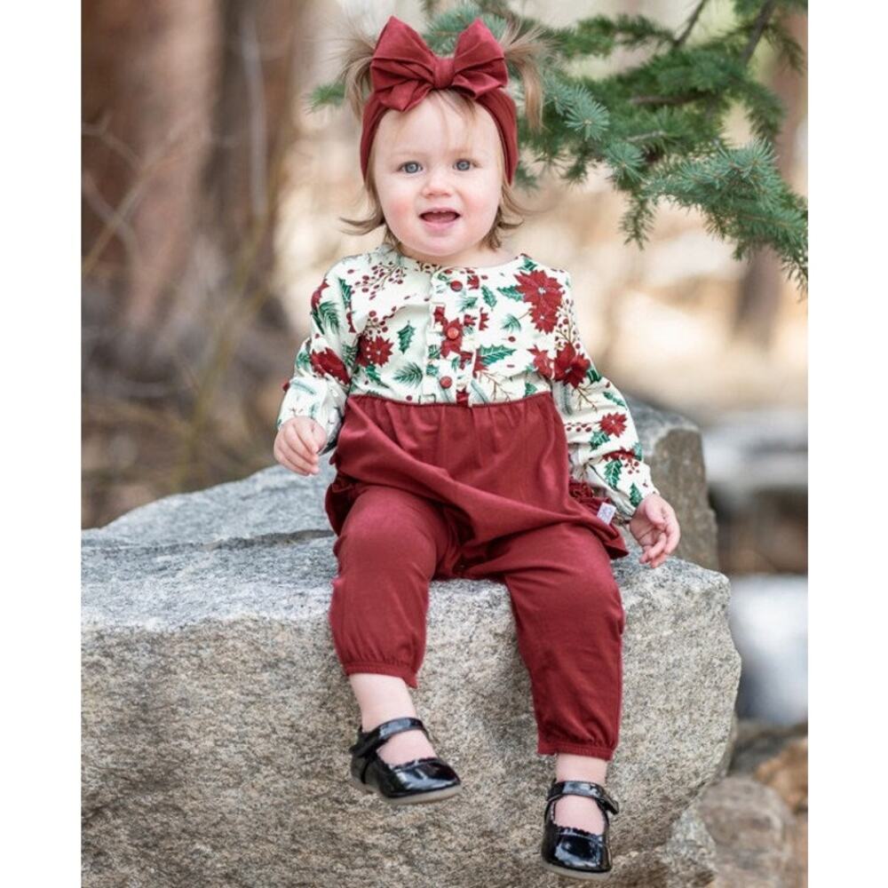 Ruffle Butts Floral Red Jumpsuit